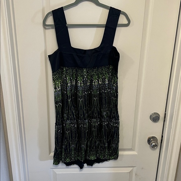 NWT Silk Gianni Bini Green and Navy Dress 12 Originally $148 - Picture 6 of 9